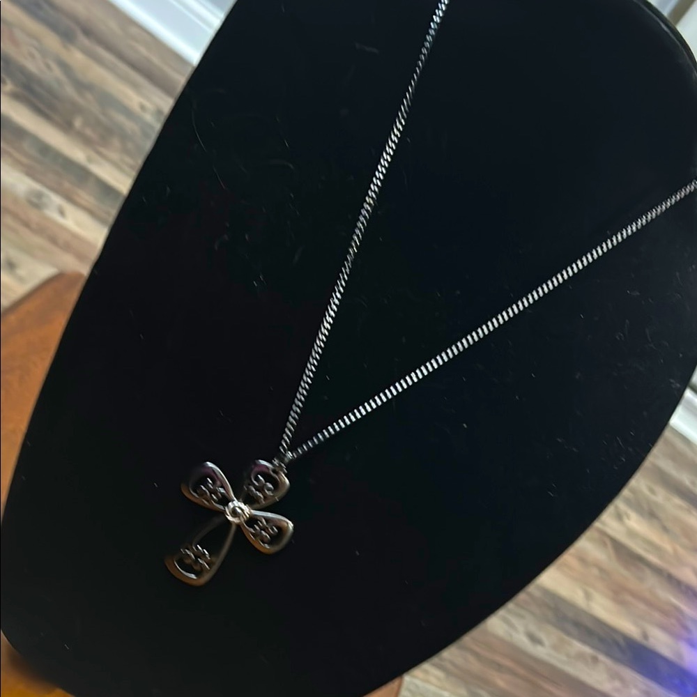 Gun Metal Cross Pendant Necklace